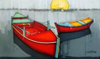 Salman Farooqi, 36 x 60 Inch, Acrylic on Canvas, Seascape Painting-AC-SF-163